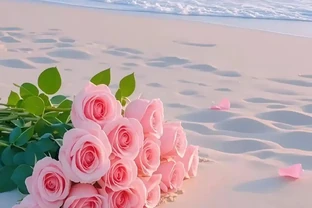 浪漫的玫瑰花束桌布