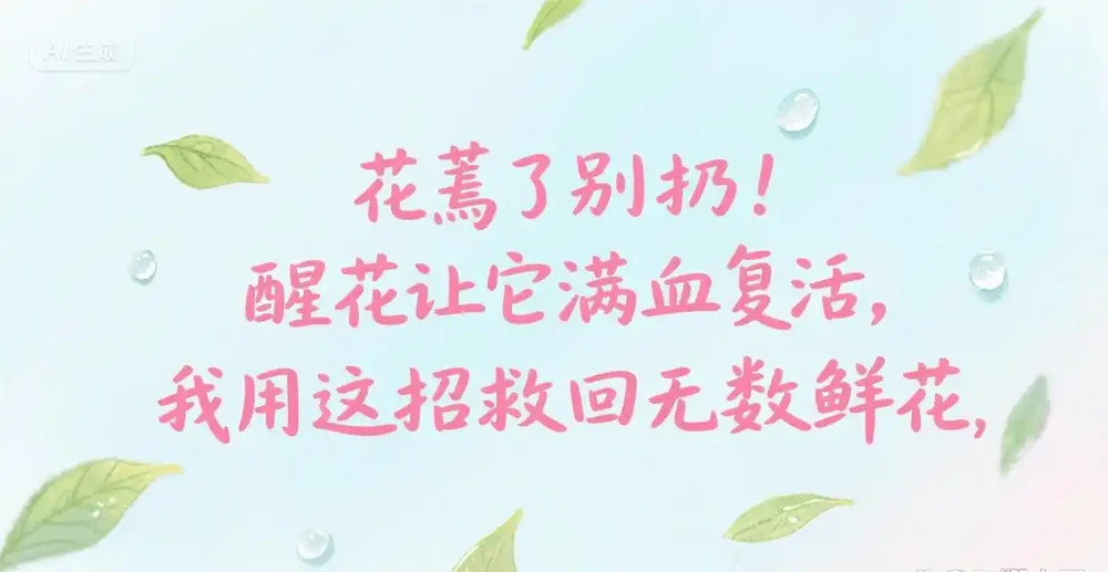 花蔫了別扔！醒花讓它滿血復活，我用這招救回無數鮮花
