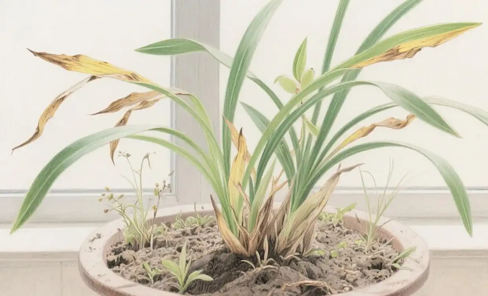蘭草花葉子發黃乾枯是什麼原因?蘭草花黃葉?5招定位原因+4季養護重點,3分鐘學會