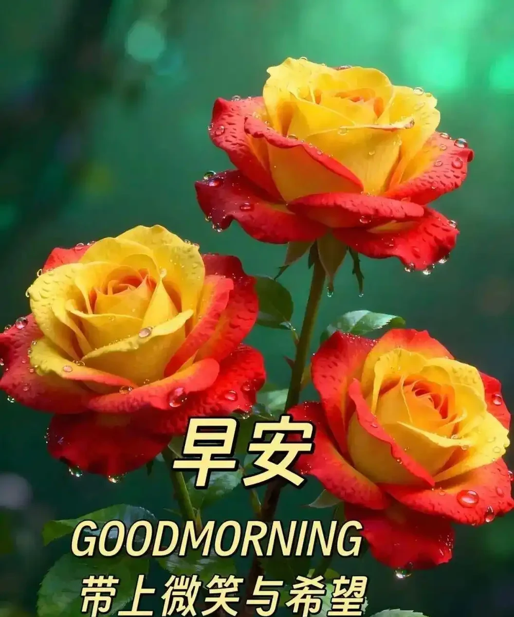 18張頂漂亮的玫瑰花早安圖帶著花香與祝福向您而來，請開心收下吧