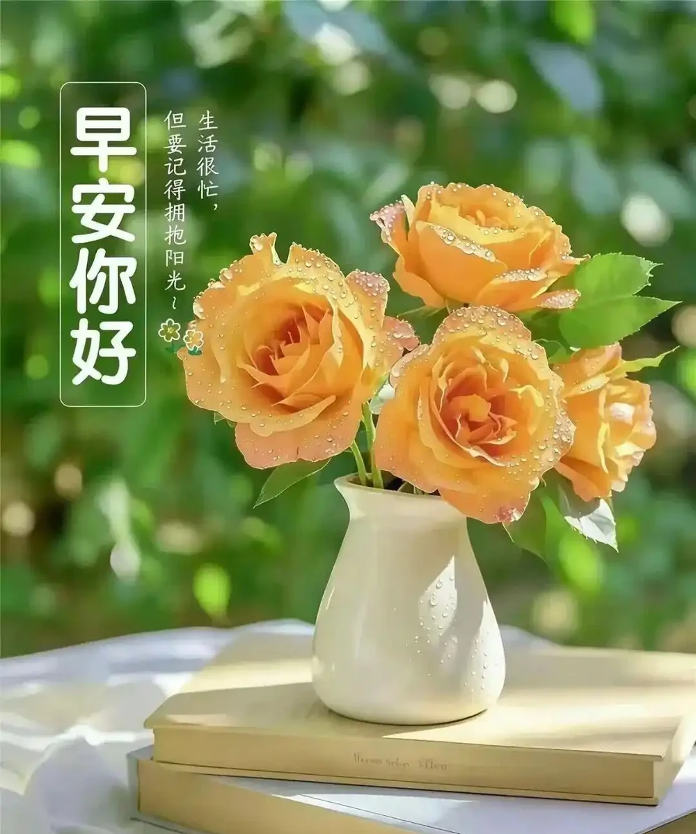 18張頂漂亮的玫瑰花早安圖帶著花香與祝福向您而來，請開心收下吧