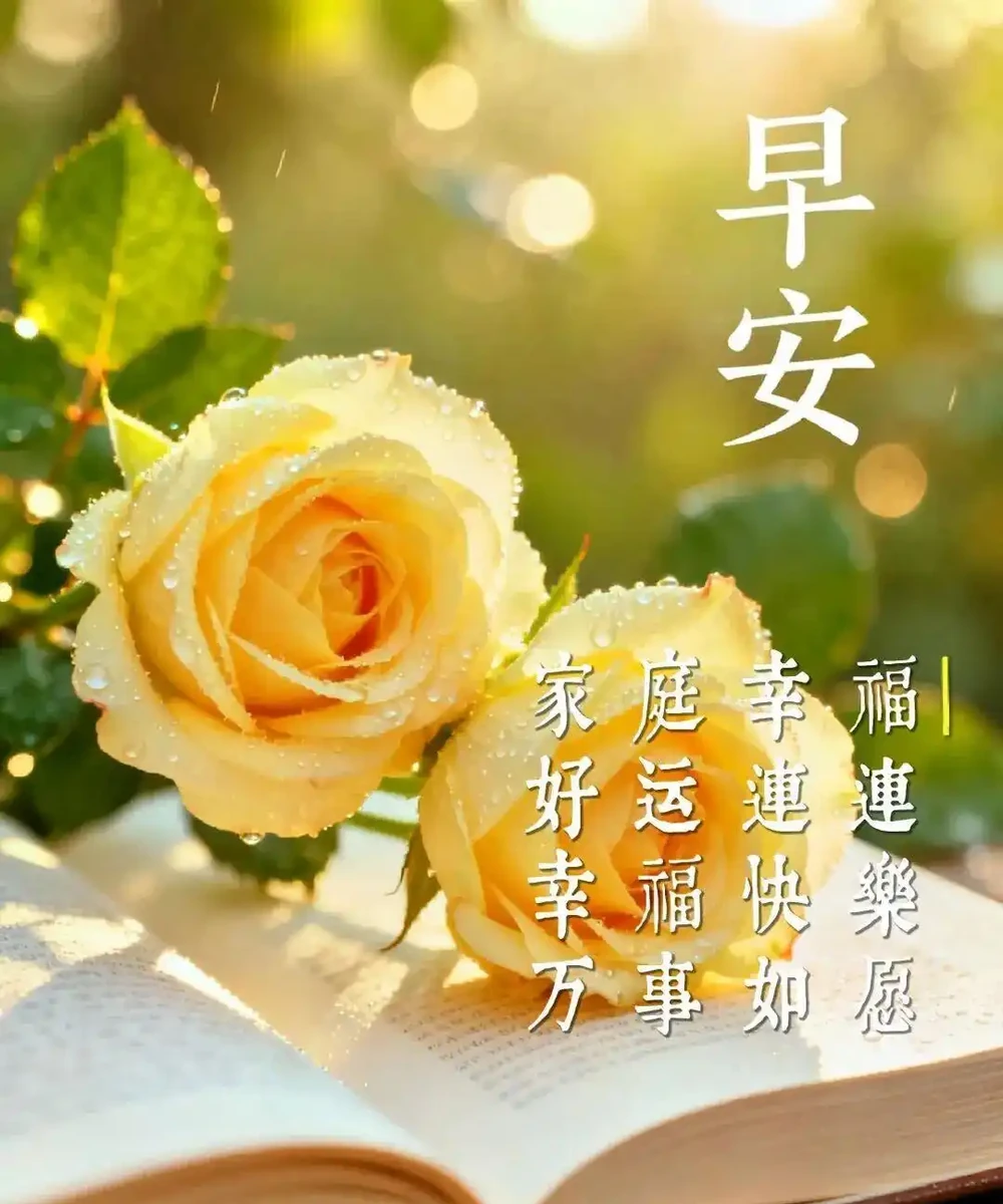 18張頂漂亮的玫瑰花早安圖帶著花香與祝福向您而來，請開心收下吧