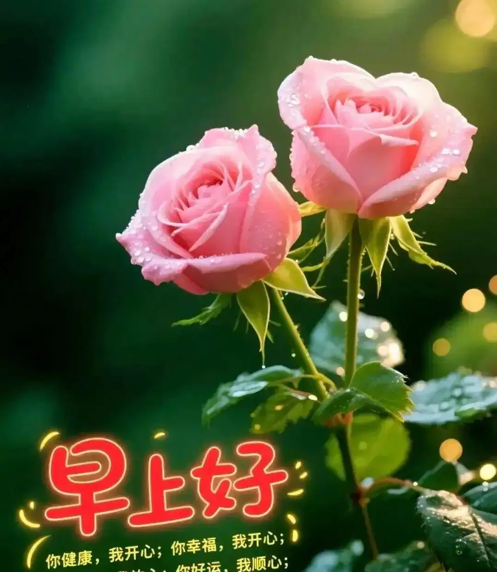 18張頂漂亮的玫瑰花早安圖帶著花香與祝福向您而來，請開心收下吧