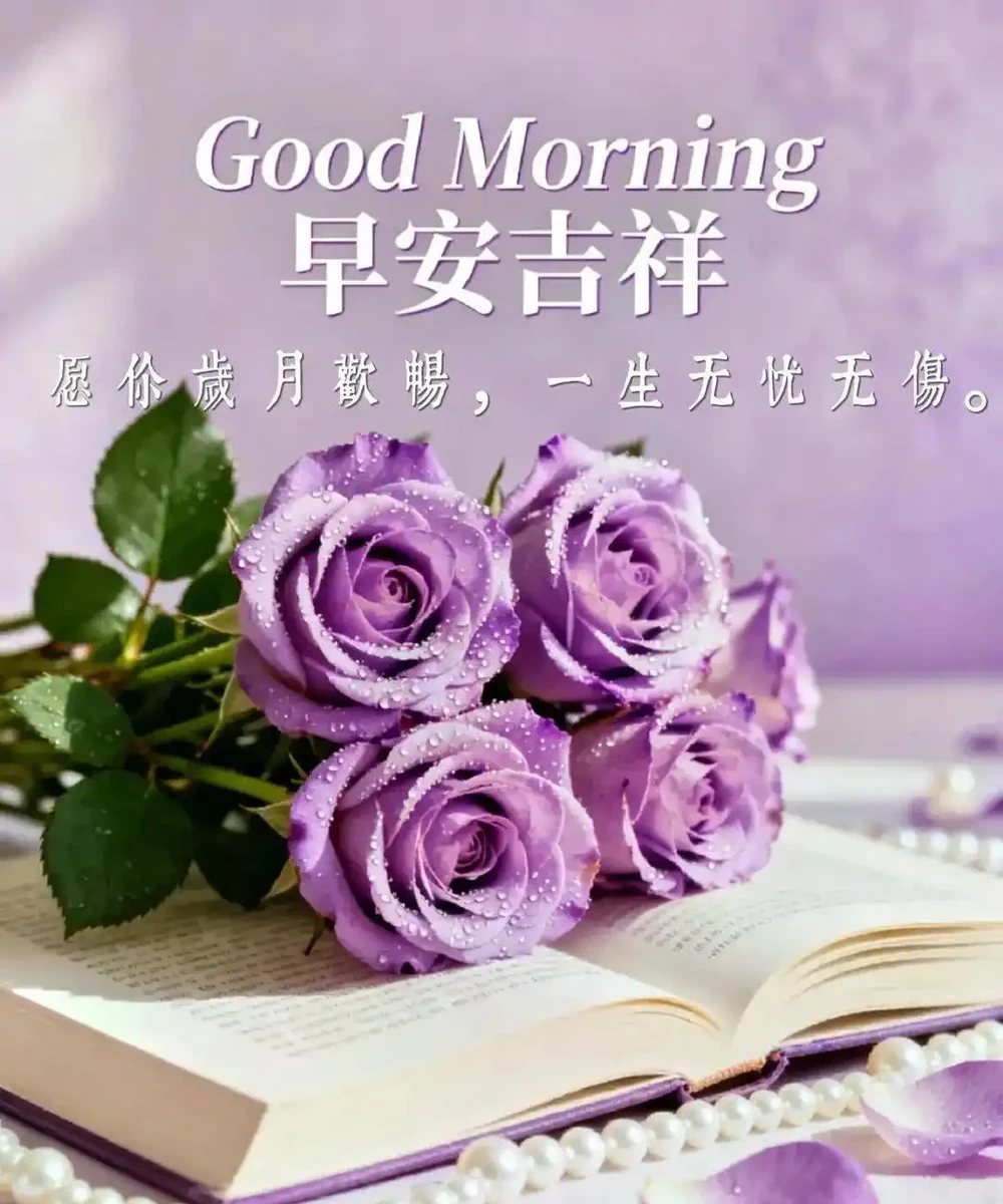 18張頂漂亮的玫瑰花早安圖帶著花香與祝福向您而來，請開心收下吧