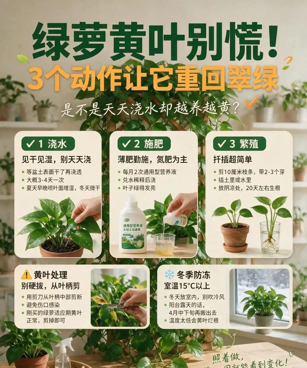 黃金葛黃葉別慌!3個動作讓它重回翠綠