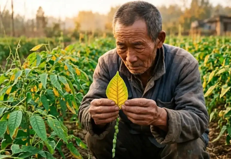 秋豆角補肥看葉脈定早晚，葉脈發黃追氮葉脈發白追鉀