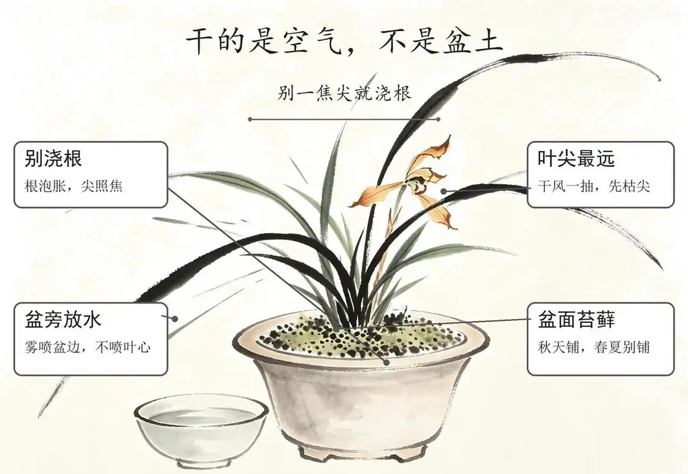 蘭花焦尖是什麼原因？葉尖發黃發焦的4種情況和處理辦法